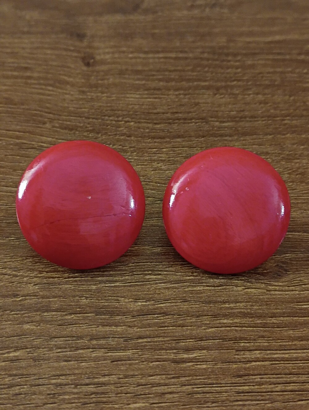 Red Round Button Earrings - Stylish Women's Accessories